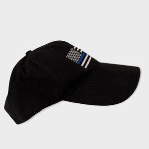 Thin Blue Line Flag Hat- One Size Fits All  - Black /Blue